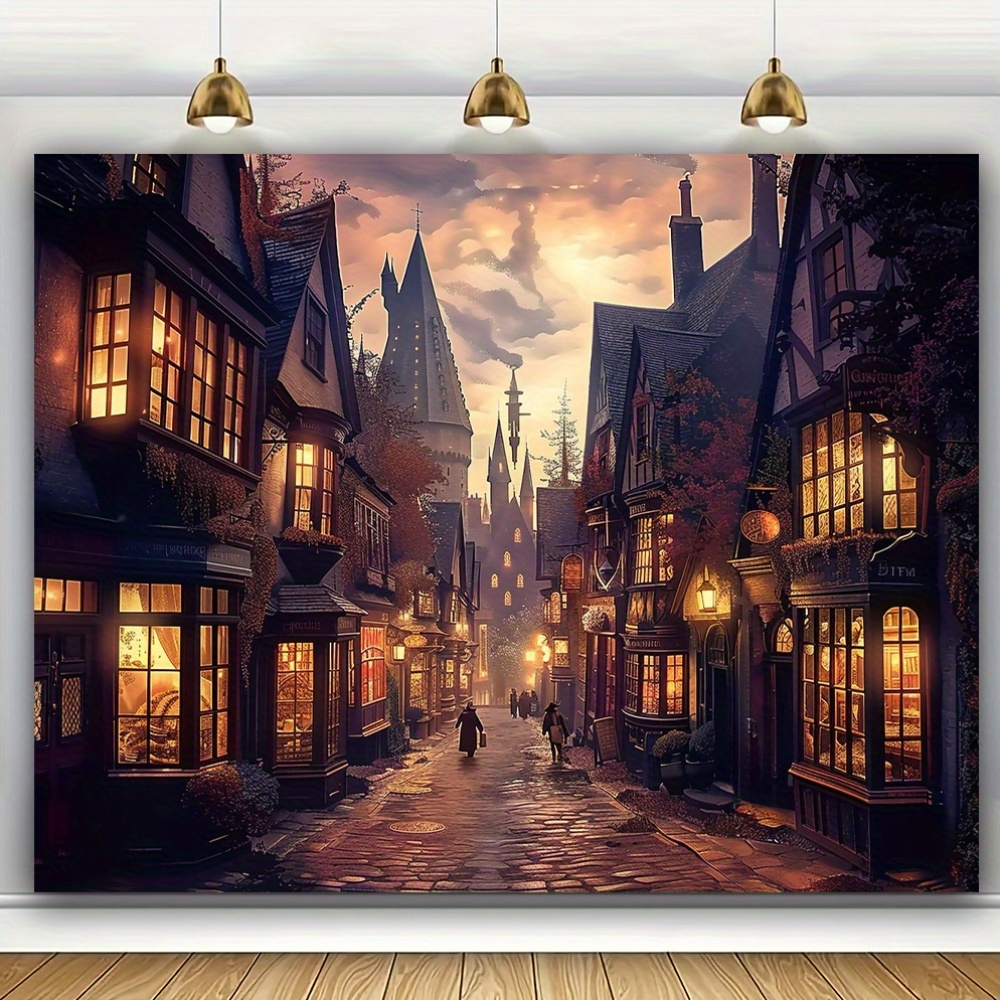Wedding/Event Supply Store - 魅力的な古代魔法店街並みの背景：ハロウィン、誕生日パーティーなどに最適です。 電源不要