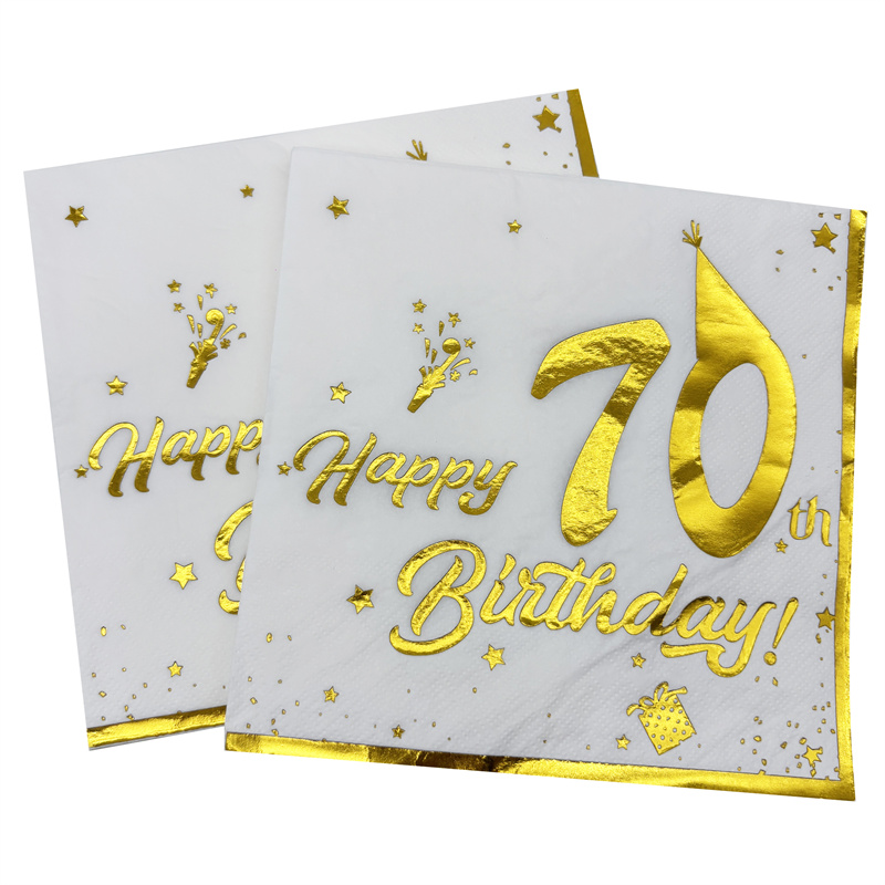 10 個ゴールドハッピー 70 歳の誕生日ナプキン使い捨てペ - Table Number Gold のレビューと価格