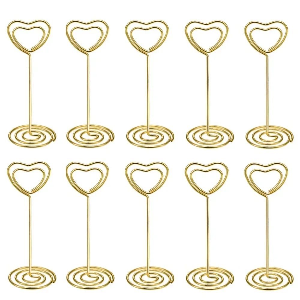 10 個ハート形テーブル番号名前場所カードホルダースタンド画 - Table Number Gold のレビューと価格